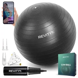 Piłka do ćwiczeń, PVC, 55-75 cm, czarny