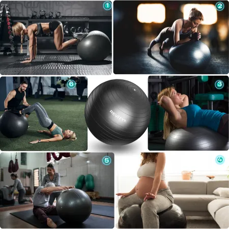 Piłka do ćwiczeń, PVC, 55-75 cm, czarny