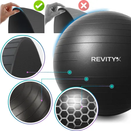 Piłka do ćwiczeń, PVC, 55-75 cm, czarny