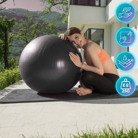 Piłka do ćwiczeń, PVC, 55-75 cm, czarny