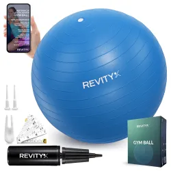 Piłka do ćwiczeń, PVC, 55-75 cm, niebieski