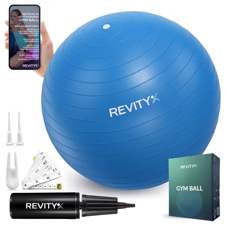 Piłka do ćwiczeń, PVC, 55-75 cm, niebieski