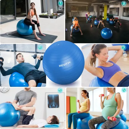 Piłka do ćwiczeń, PVC, 55-75 cm, niebieski