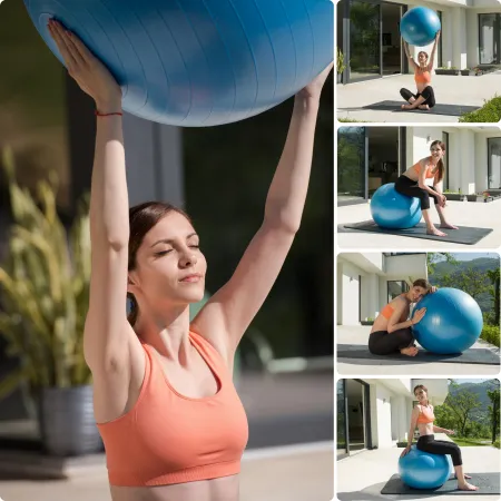 Piłka do ćwiczeń, PVC, 55-75 cm, niebieski