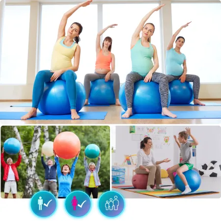 Piłka do ćwiczeń, PVC, 55-75 cm, niebieski