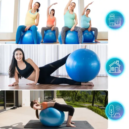 Piłka do ćwiczeń, PVC, 55-75 cm, niebieski