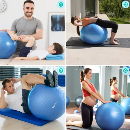 Piłka do ćwiczeń, PVC, 55-75 cm, niebieski