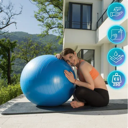 Piłka do ćwiczeń, PVC, 55-75 cm, niebieski