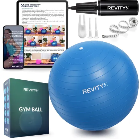 Piłka do ćwiczeń, PVC, 55-75 cm, niebieski