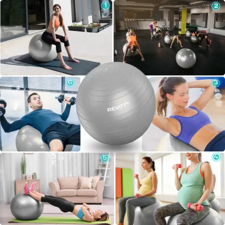 Piłka do ćwiczeń, PVC, 55-75 cm, szara