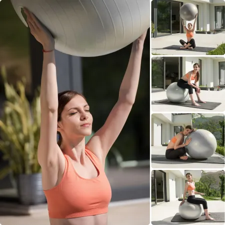 Piłka do ćwiczeń, PVC, 55-75 cm, szara