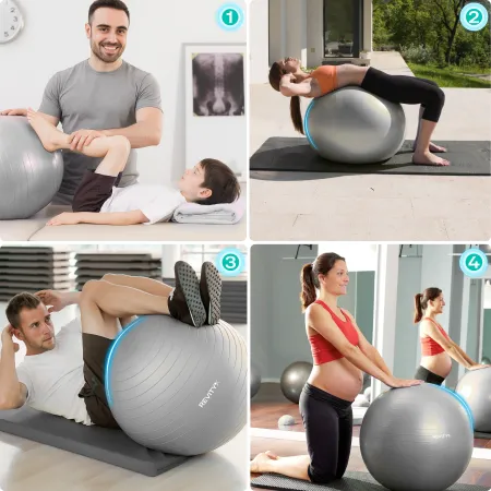 Piłka do ćwiczeń, PVC, 55-75 cm, szara