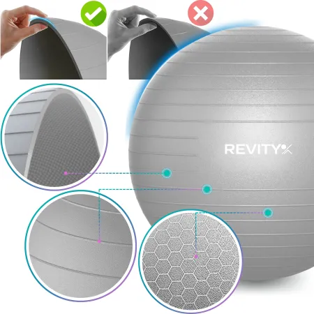 Piłka do ćwiczeń, PVC, 55-75 cm, szara