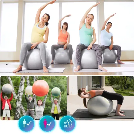 Piłka do ćwiczeń, PVC, 55-75 cm, szara