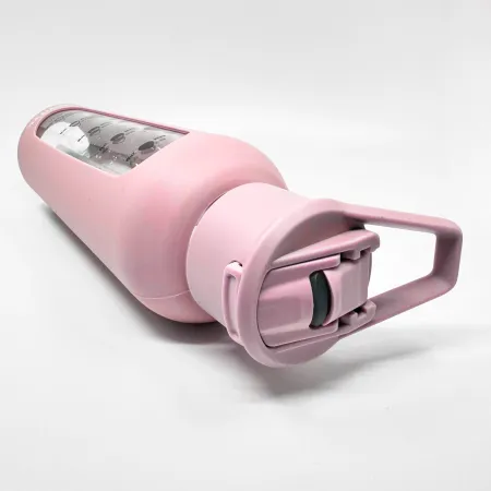 Szklana butelka na wodę z dziubkiem, perłowy róż, 700 ml