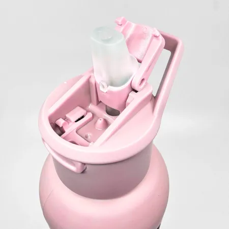 Szklana butelka na wodę z dziubkiem, perłowy róż, 700 ml