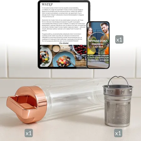 Szklana butelka termiczna z zaparzaczem ze stali nierdzewnej, 450 ml