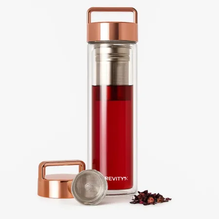 Szklana butelka termiczna z zaparzaczem ze stali nierdzewnej, 450 ml