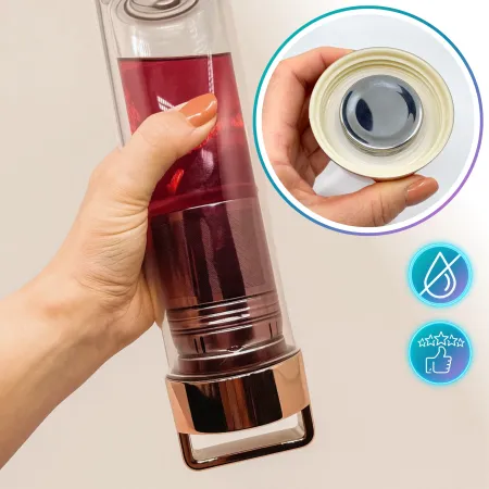 Szklana butelka termiczna z zaparzaczem ze stali nierdzewnej, 450 ml