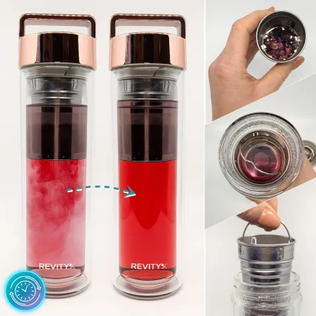 Szklana butelka termiczna z zaparzaczem ze stali nierdzewnej, 450 ml