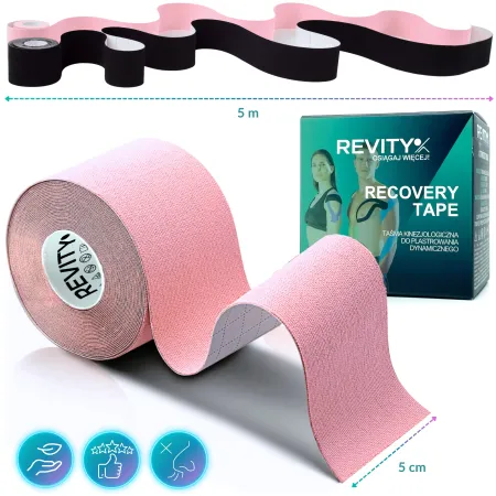 Taśma kinezjologiczna Recovery, 5cm x 5m, jasnyróżowy