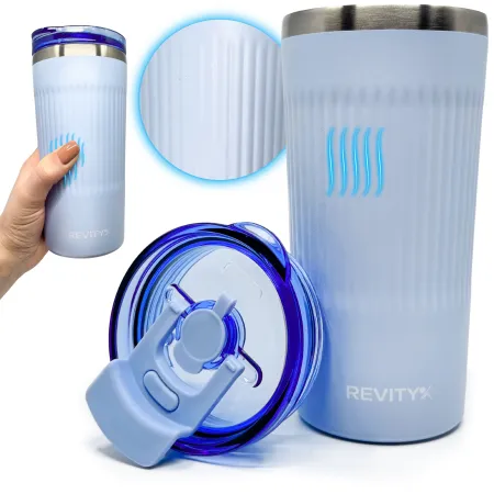 Kubek termiczny, bidon ze słomką ze stali nierdzewnej, błękit nieba, 600 ml