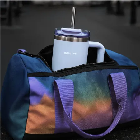 Kubek termiczny, bidon ze słomką i uchwytem ze stali nierdzewnej, błękit nieba, 900 ml