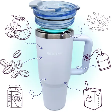 Kubek termiczny, bidon ze słomką i uchwytem ze stali nierdzewnej, błękit nieba, 900 ml