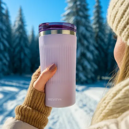 Kubek termiczny, bidon ze słomką ze stali nierdzewnej, lawendowy świt, 600 ml