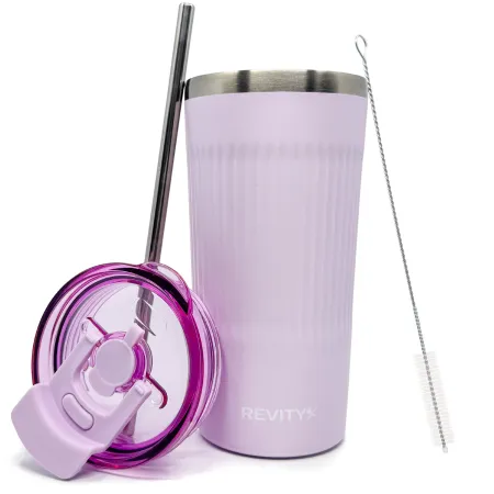 Kubek termiczny, bidon ze słomką ze stali nierdzewnej, lawendowy świt, 600 ml