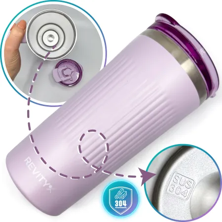 Kubek termiczny, bidon ze słomką ze stali nierdzewnej, lawendowy świt, 600 ml