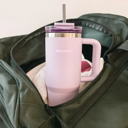 Kubek termiczny, bidon ze słomką i uchwytem ze stali nierdzewnej, lawendowy świt, 900 ml