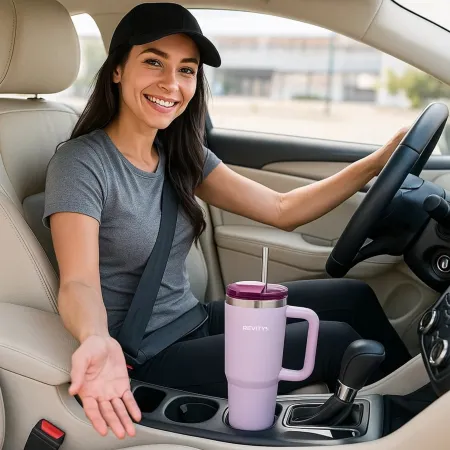 Kubek termiczny, bidon ze słomką i uchwytem ze stali nierdzewnej, lawendowy świt, 900 ml