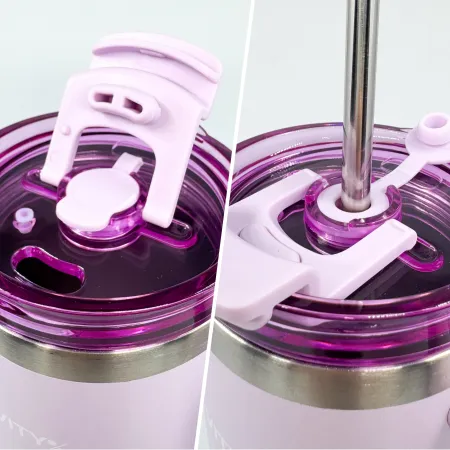 Kubek termiczny, bidon ze słomką i uchwytem ze stali nierdzewnej, lawendowy świt, 900 ml