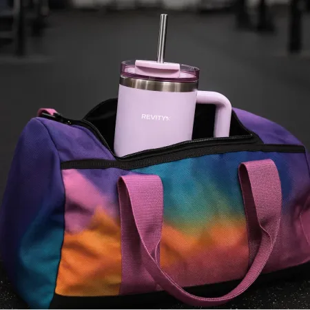 Kubek termiczny, bidon ze słomką i uchwytem ze stali nierdzewnej, lawendowy świt, 900 ml