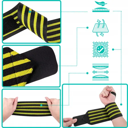 Hero Wraps, usztywniacz nadgarstka 2 szt., żółty 8x60 cm