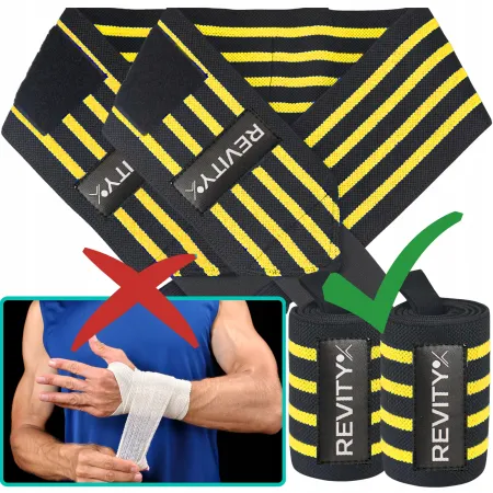Hero Wraps, usztywniacz nadgarstka 2 szt., żółty 8x60 cm