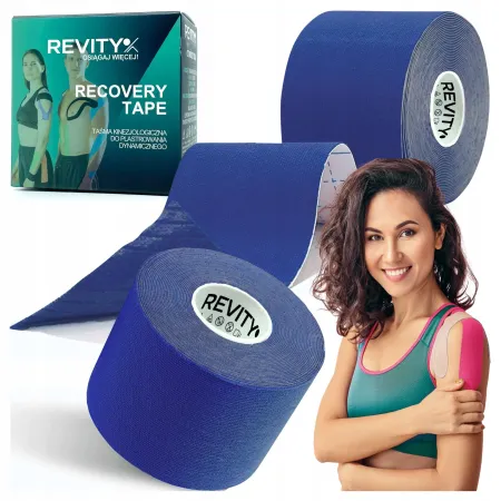Taśma kinezjologiczna Recovery, 5cm x 5m, ciemny niebieski/