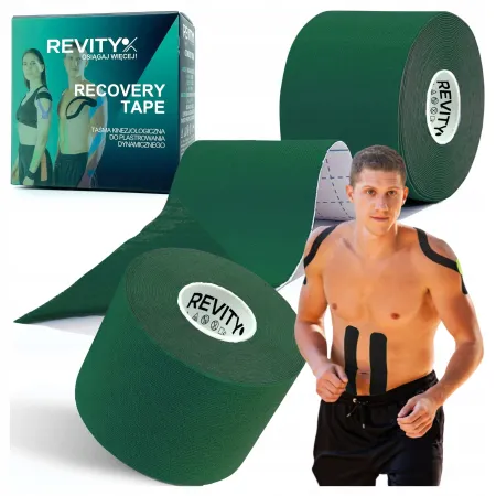Taśma kinezjologiczna Recovery, 5cm x 5m, ciemny zielony