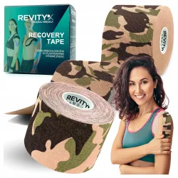 Taśma kinezjologiczna Recovery, 5cm x 5m, Zielony Camo