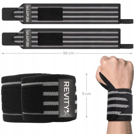 Hero Wraps, usztywniacz nadgarstka 2 szt., szary 8x60 cm