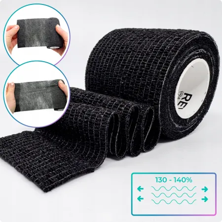 Bandaż kohezyjny elastyczny, czarny, 4.5m x 5cm