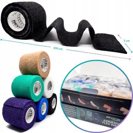 Bandaż kohezyjny elastyczny, czarny, 4.5m x 5cm