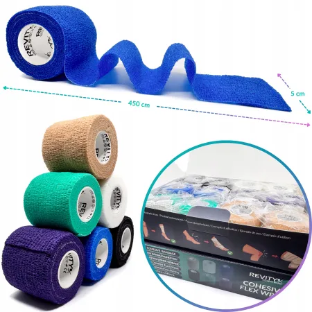 Bandaż kohezyjny elastyczny, niebieski, 4.5m x 5cm