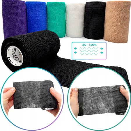 Bandaż kohezyjny elastyczny, czarny, 4.5m x 10cm