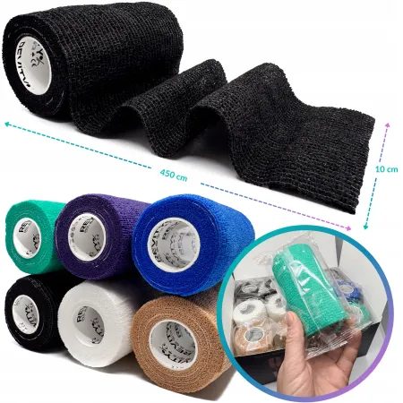 Bandaż kohezyjny elastyczny, czarny, 4.5m x 10cm