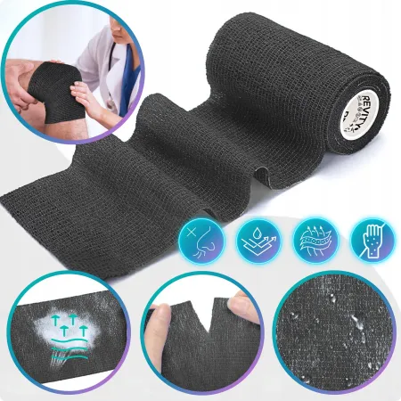 Bandaż kohezyjny elastyczny, czarny, 4.5m x 10cm