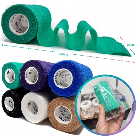 Bandaż kohezyjny elastyczny, zielony, 4.5m x 10cm