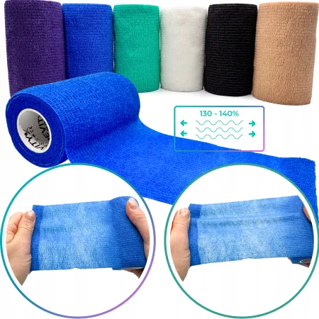 Bandaż kohezyjny elastyczny, niebieski/blue, 4.5m x 10cm