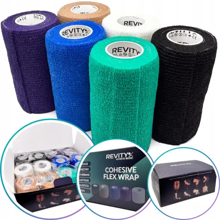 Bandaż kohezyjny elastyczny, 12 szt. mix, 4.5m x 10cm